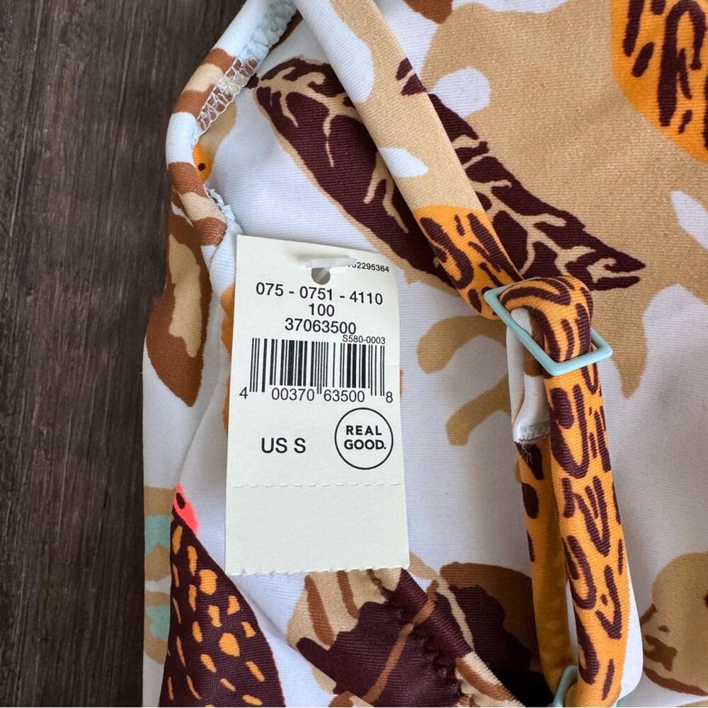 NEW Aerie Twist Front Floral Leaf Cut Out One Piece Swimsuit Size Small - Picture 7 of 12